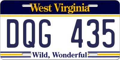 WV license plate DQG435