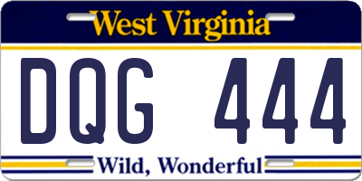WV license plate DQG444