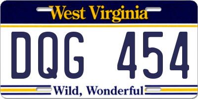 WV license plate DQG454