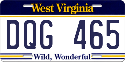 WV license plate DQG465