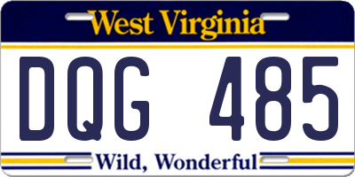 WV license plate DQG485