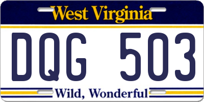 WV license plate DQG503