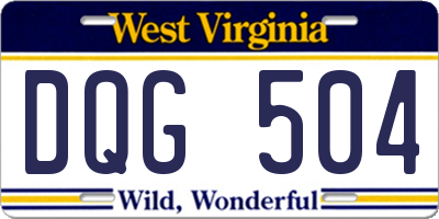WV license plate DQG504