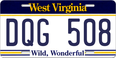 WV license plate DQG508