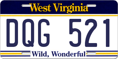 WV license plate DQG521