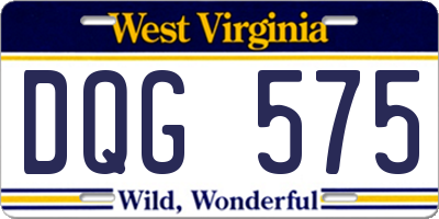 WV license plate DQG575