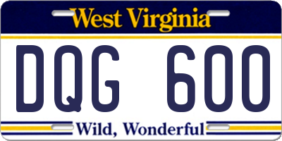 WV license plate DQG600
