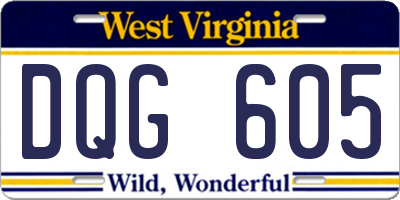WV license plate DQG605