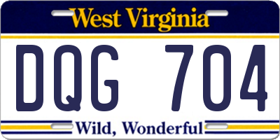 WV license plate DQG704