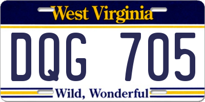 WV license plate DQG705
