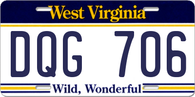 WV license plate DQG706