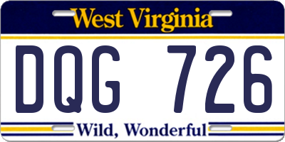 WV license plate DQG726