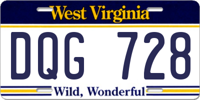 WV license plate DQG728