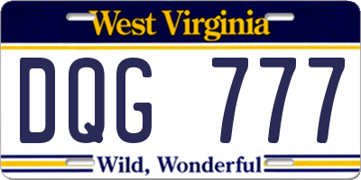WV license plate DQG777
