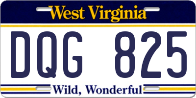 WV license plate DQG825