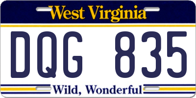 WV license plate DQG835