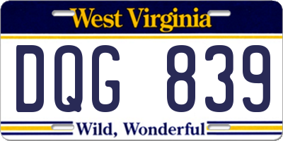 WV license plate DQG839