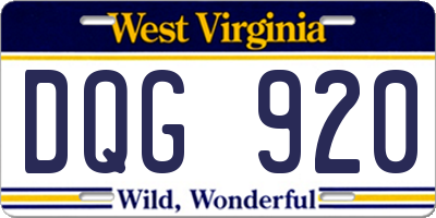 WV license plate DQG920