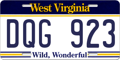 WV license plate DQG923