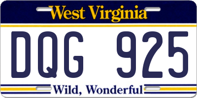WV license plate DQG925