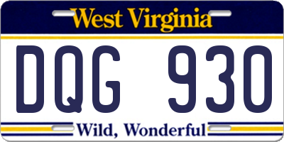 WV license plate DQG930