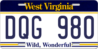 WV license plate DQG980