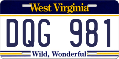 WV license plate DQG981