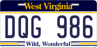 WV license plate DQG986