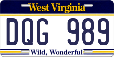 WV license plate DQG989