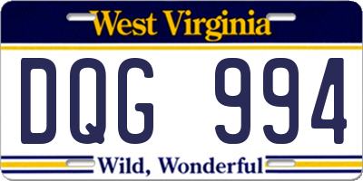 WV license plate DQG994