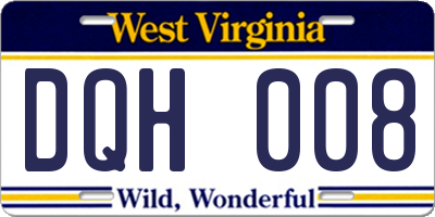 WV license plate DQH008