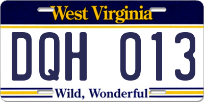 WV license plate DQH013