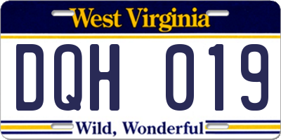 WV license plate DQH019