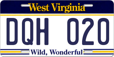 WV license plate DQH020
