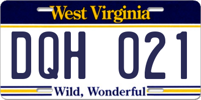 WV license plate DQH021