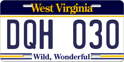 WV license plate DQH030