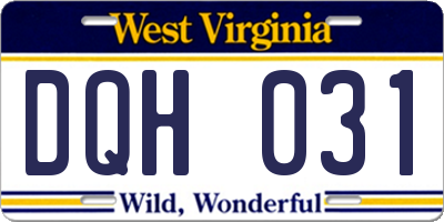 WV license plate DQH031