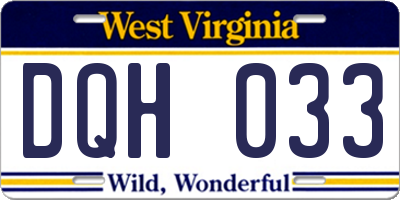 WV license plate DQH033
