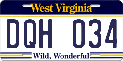 WV license plate DQH034