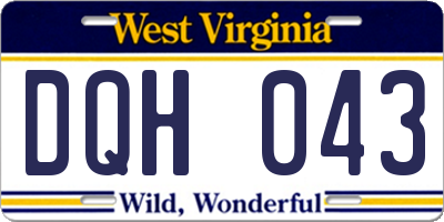 WV license plate DQH043