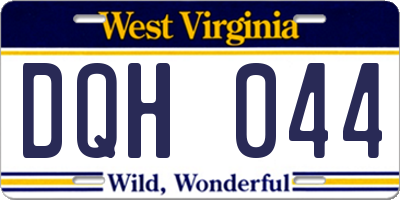 WV license plate DQH044