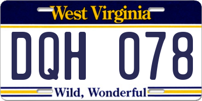 WV license plate DQH078