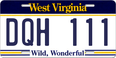 WV license plate DQH111