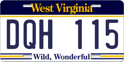 WV license plate DQH115