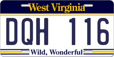 WV license plate DQH116