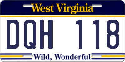 WV license plate DQH118