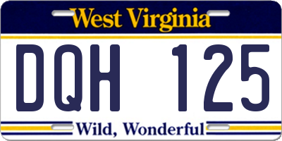 WV license plate DQH125