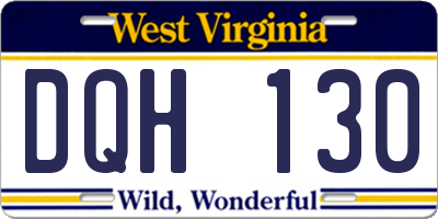 WV license plate DQH130