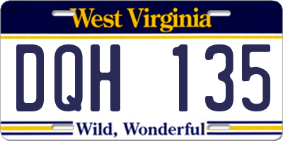 WV license plate DQH135