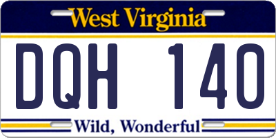 WV license plate DQH140